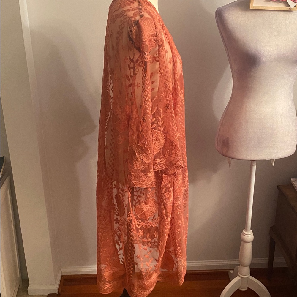 Torrid size 3/4 open front mesh crochet lace kimono NWT - Picture 5 of 9
